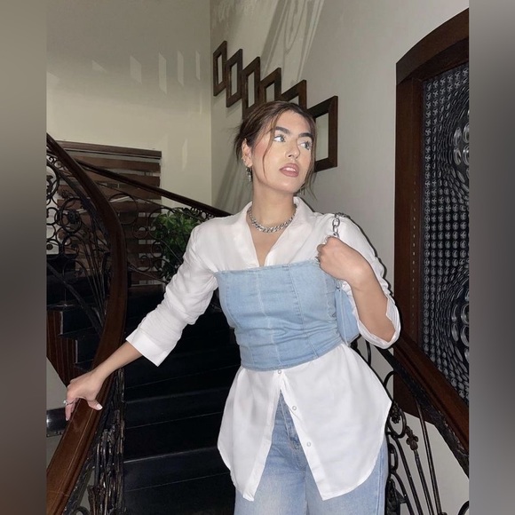 Zara Denim Corset Top - Picture 5 of 11